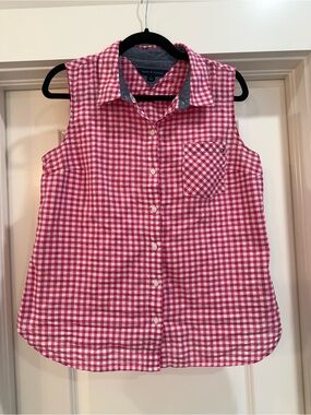 Tommy Hilfiger Pink Gingham Sleeveless Button-Up Shirt